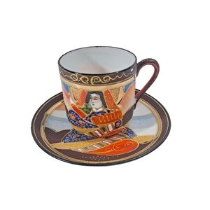 Vintage Japanese Moriage Cup and Saucer Hand Painted
